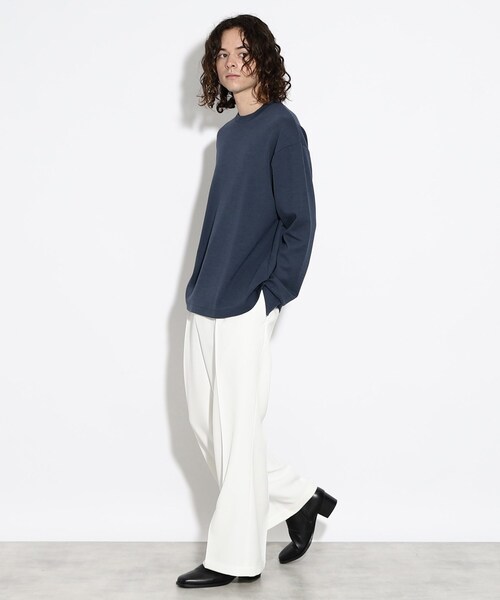 tk.TAKEO KIKUCHI(ティーケータケオキクチ)の「ウールナイロンミラノリブクルーニットソー(Tシャツ/カットソー・メンズ・ライトブルー/ダークグリーン/ダークブラウン/オフホワイト/グリーン/ブラック/グレー系/ダークグレー・01/02/03/04/05)」の12枚目の写真