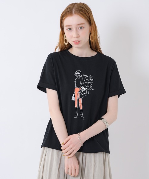 ROSIEE タグ付き　グレー Tシャツ 女の子プリント ROSIEE（ロージー）の「ROSIEE 女の子プリントT（Tシャツ