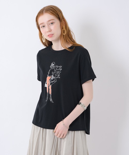 ROSIEE タグ付き　グレー Tシャツ 女の子プリント プリントTシャツ(グレー) | レディースファッション通販の