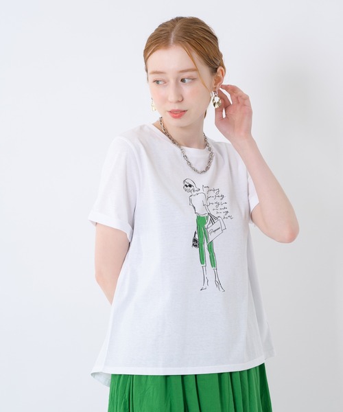ロージー（ROSIEE）ソフトな風合いフロッキープリントＴシャツ／グレージュ【セットアップ対応可】 ROSIEE】ソフトな風合いフロッキープリントTシャツ/R733207