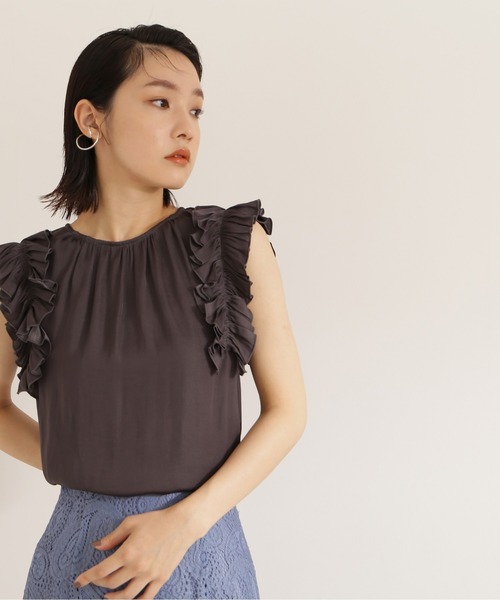 NATURAL BEAUTY BASIC(ナチュラルビューティーベーシック)の「割繊サテンフリルブラウス(シャツ/ブラウス・レディース・ベージュ/グレー系その他/ピンク・SMALL/MEDIUM)」の14枚目の写真