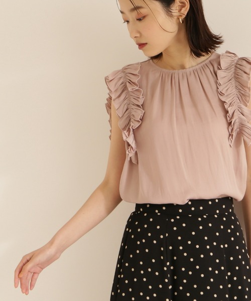 NATURAL BEAUTY BASIC(ナチュラルビューティーベーシック)の「割繊サテンフリルブラウス(シャツ/ブラウス・レディース・ベージュ/グレー系その他/ピンク・SMALL/MEDIUM)」の21枚目の写真