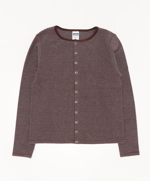 kha:ki（カーキ）の「「KHA:KI / カーキ」NARROW STRIPED STRECH RIB（Tシャツ/カットソー・レディース・ホワイト/ライトカーキ/ブラウン・1）」の3枚目の写真