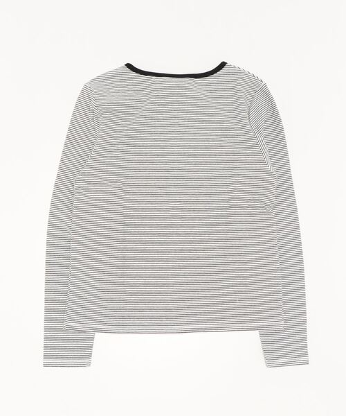 kha:ki（カーキ）の「「KHA:KI / カーキ」NARROW STRIPED STRECH RIB（Tシャツ/カットソー・レディース・ホワイト/ライトカーキ/ブラウン・1）」の4枚目の写真