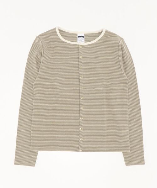 kha:ki（カーキ）の「「KHA:KI / カーキ」NARROW STRIPED STRECH RIB（Tシャツ/カットソー・レディース・ホワイト/ライトカーキ/ブラウン・1）」の5枚目の写真