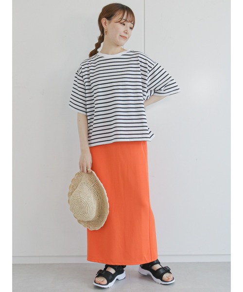 ehka sopo（エヘカソポ）の「カットソータイトスカート（スカート・レディース・ブラック/オレンジ/グリーン・ﾌﾘ-）」の15枚目の写真