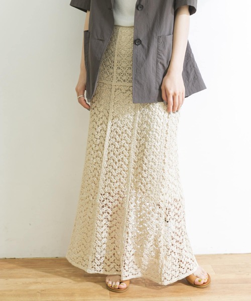URBAN RESEARCH（アーバンリサーチ）の「レースマーメイドロングスカート（スカート・レディース・ブラック/ナチュラル・38/36）」の7枚目の写真