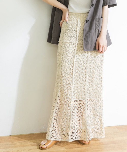 URBAN RESEARCH（アーバンリサーチ）の「レースマーメイドロングスカート（スカート・レディース・ブラック/ナチュラル・38/36）」の8枚目の写真