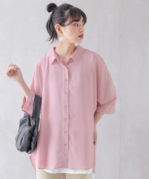 osharewalker(オシャレウォーカー)の「『バックオープンリボンデザインシアーシャツ』(シャツ/ブラウス・レディース・ミント/ブラック/ピンク/グレイッシュブルー・FREE)」の18枚目の写真