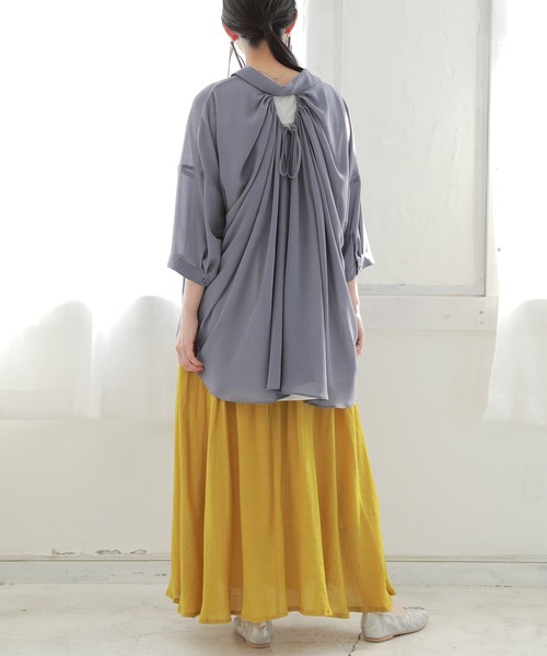 osharewalker(オシャレウォーカー)の「『バックオープンリボンデザインシアーシャツ』(シャツ/ブラウス・レディース・ミント/ブラック/ピンク/グレイッシュブルー・FREE)」の15枚目の写真