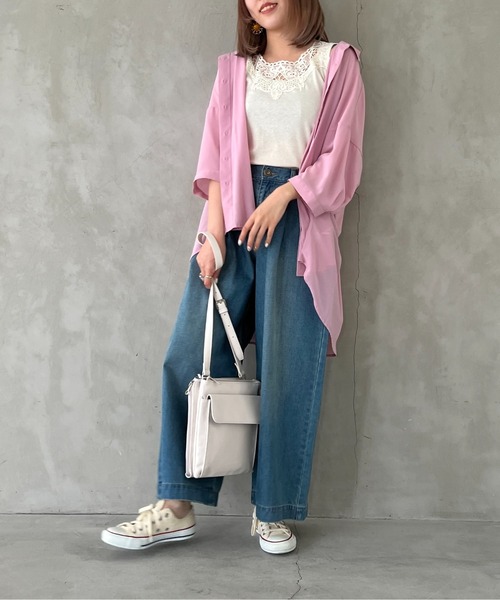 osharewalker(オシャレウォーカー)の「『バックオープンリボンデザインシアーシャツ』(シャツ/ブラウス・レディース・ミント/ブラック/ピンク/グレイッシュブルー・FREE)」の6枚目の写真
