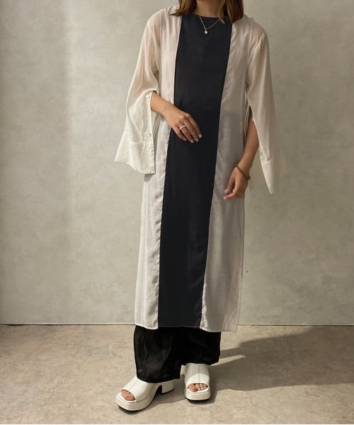 apres jour clair(アプレジュールクレア)の「【apres jour clair】バイカラーシアーワンピース【ZOZOTOWN限定アイテム】(ワンピース・レディース・ブラック/ベージュ/ブラウン系その他・X-LARGE/フリー)」の22枚目の写真