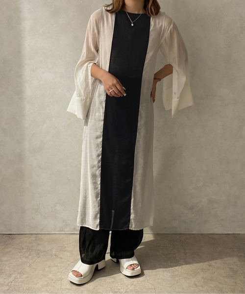apres jour clair(アプレジュールクレア)の「【apres jour clair】バイカラーシアーワンピース【ZOZOTOWN限定アイテム】(ワンピース・レディース・ブラック/ベージュ/ブラウン系その他・X-LARGE/フリー)」の12枚目の写真