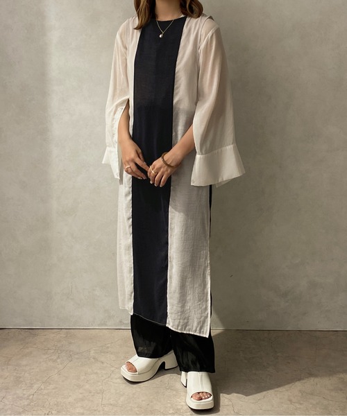 apres jour clair(アプレジュールクレア)の「【apres jour clair】バイカラーシアーワンピース【ZOZOTOWN限定アイテム】(ワンピース・レディース・ブラック/ベージュ/ブラウン系その他・X-LARGE/フリー)」の8枚目の写真