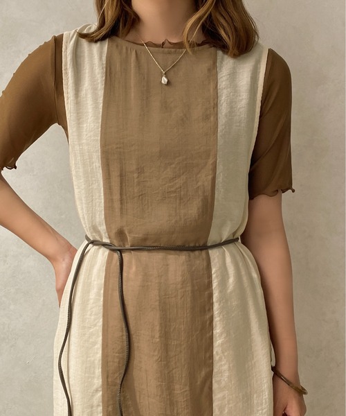 apres jour clair(アプレジュールクレア)の「【apres jour clair】バイカラーシアーワンピース【ZOZOTOWN限定アイテム】(ワンピース・レディース・ブラック/ベージュ/ブラウン系その他・X-LARGE/フリー)」の9枚目の写真