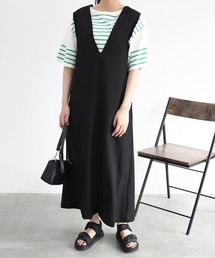sango | リネンタッチVネックジャンパースカート(スカート)