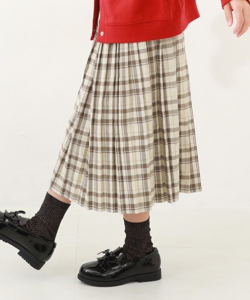 devirock(デビロック)の「チェック柄 プリーツ ロングスカート(スカート・キッズ・イエロー/グリーン/その他3/その他4/その他5・110cm/100cm/120cm/130cm/140cm/150cm/160cm)」の1枚目の写真