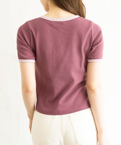 Alite cloth(アリーテクロス)の「シンプル無地リンガーTシャツ(Tシャツ/カットソー・レディース・ホワイト/ブラック/パープル/グレー/グリーン/ラベンダー・FREE)」の10枚目の写真