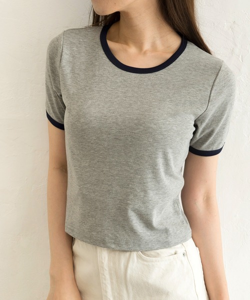 セール】シンプル無地リンガーTシャツ（Tシャツ/カットソー