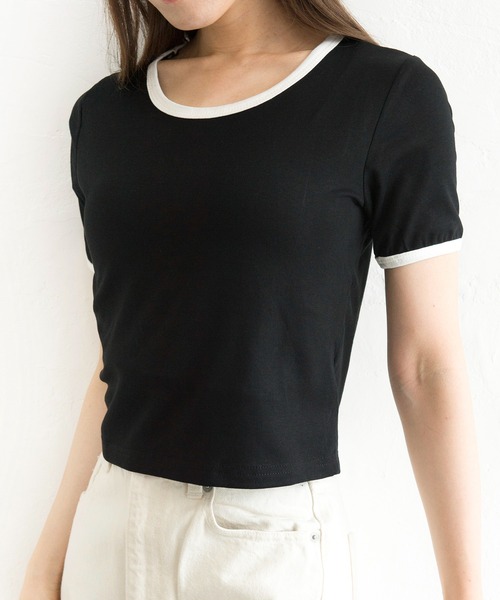 Alite cloth(アリーテクロス)の「シンプル無地リンガーTシャツ(Tシャツ/カットソー・レディース・ホワイト/ブラック/パープル/グレー/グリーン/ラベンダー・FREE)」の20枚目の写真
