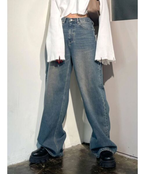 EMODA（エモダ）の「ユーズドライクワイドジャストウエストジーンズ（デニムパンツ・レディース・グレー/ブルー・SMALL/MEDIUM）」の13枚目の写真