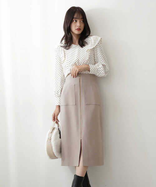 PROPORTION BODY DRESSING(プロポーションボディドレッシング)の「フロントポケットファスナータイト / 1212220510(スカート・レディース・ベージュ/ブラウン/グリーン・SMALL/MEDIUM)」の6枚目の写真