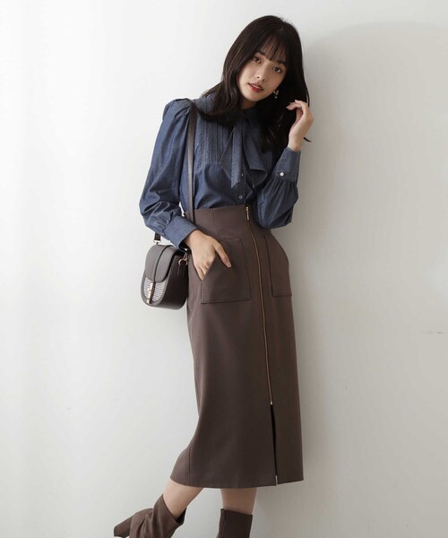 PROPORTION BODY DRESSING(プロポーションボディドレッシング)の「フロントポケットファスナータイト / 1212220510(スカート・レディース・ベージュ/ブラウン/グリーン・SMALL/MEDIUM)」の9枚目の写真