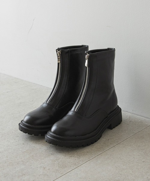 rectangle（レクタングル）の「ジップアップアンクルブーツ（ブーツ・レディース・ブラック/ベージュ・SMALL/MEDIUM/LARGE/X-LARGE）」の9枚目の写真