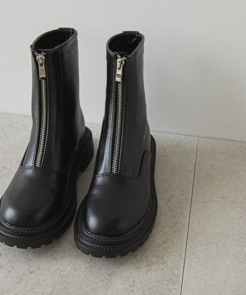 rectangle（レクタングル）の「ジップアップアンクルブーツ（ブーツ・レディース・ブラック/ベージュ・SMALL/MEDIUM/LARGE/X-LARGE）」の10枚目の写真