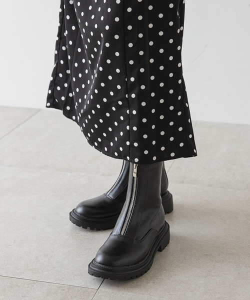 rectangle（レクタングル）の「ジップアップアンクルブーツ（ブーツ・レディース・ブラック/ベージュ・SMALL/MEDIUM/LARGE/X-LARGE）」の11枚目の写真