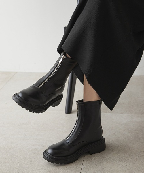 rectangle（レクタングル）の「ジップアップアンクルブーツ（ブーツ・レディース・ブラック/ベージュ・SMALL/MEDIUM/LARGE/X-LARGE）」の12枚目の写真