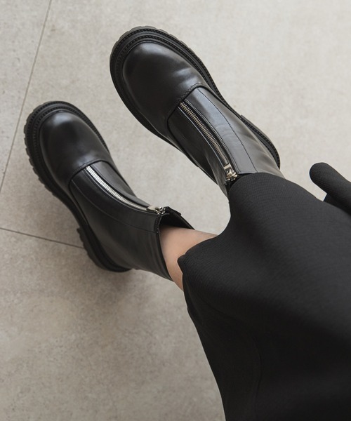 rectangle（レクタングル）の「ジップアップアンクルブーツ（ブーツ・レディース・ブラック/ベージュ・SMALL/MEDIUM/LARGE/X-LARGE）」の13枚目の写真