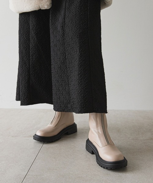 rectangle（レクタングル）の「ジップアップアンクルブーツ（ブーツ・レディース・ブラック/ベージュ・SMALL/MEDIUM/LARGE/X-LARGE）」の15枚目の写真