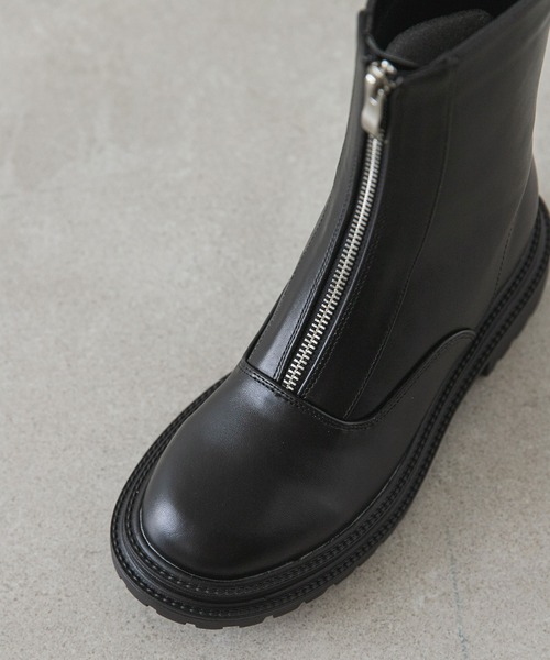 rectangle（レクタングル）の「ジップアップアンクルブーツ（ブーツ・レディース・ブラック/ベージュ・SMALL/MEDIUM/LARGE/X-LARGE）」の3枚目の写真