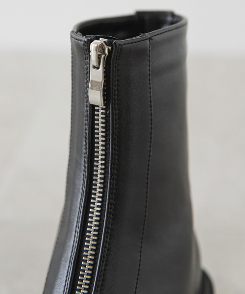 rectangle（レクタングル）の「ジップアップアンクルブーツ（ブーツ・レディース・ブラック/ベージュ・SMALL/MEDIUM/LARGE/X-LARGE）」の4枚目の写真