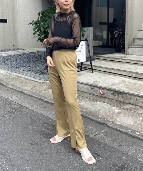 CAPRICIEUX LE'MAGE（カプリシューレマージュ）の「シアーハイネックプルオーバー（Tシャツ/カットソー・レディース・ブラック/アイボリー/キャメル・FREE）」の21枚目の写真