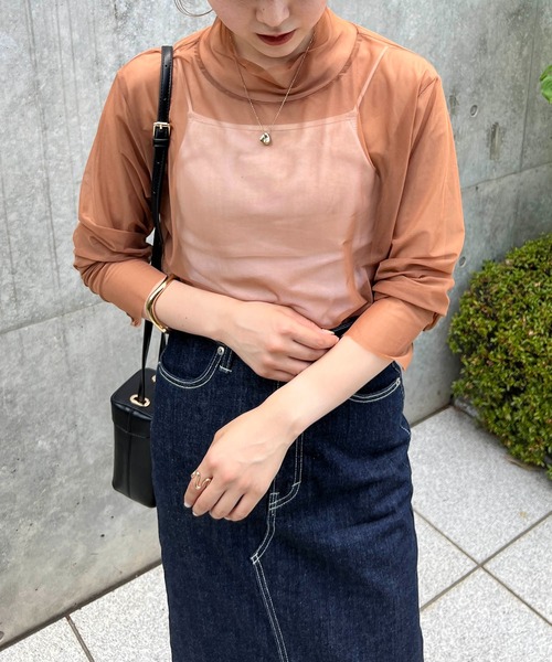 CAPRICIEUX LE'MAGE（カプリシューレマージュ）の「シアーハイネックプルオーバー（Tシャツ/カットソー・レディース・ブラック/アイボリー/キャメル・FREE）」の7枚目の写真