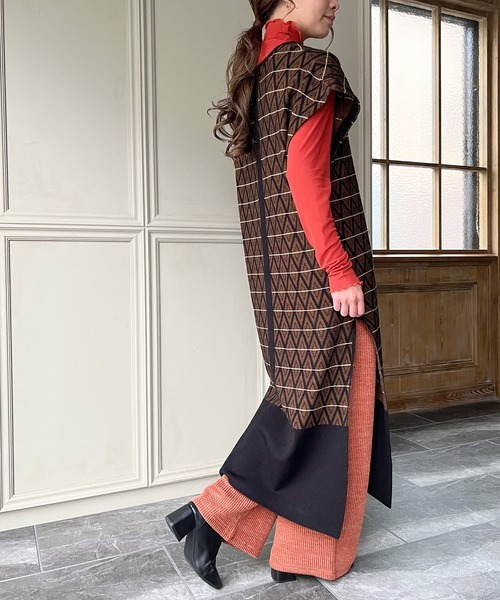 knit Jemade（ニットジェメイド）の「配色ジャガードニットベストワンピース（ワンピース・レディース・ブラック/ブラウン/クリーム・FREE）」の13枚目の写真