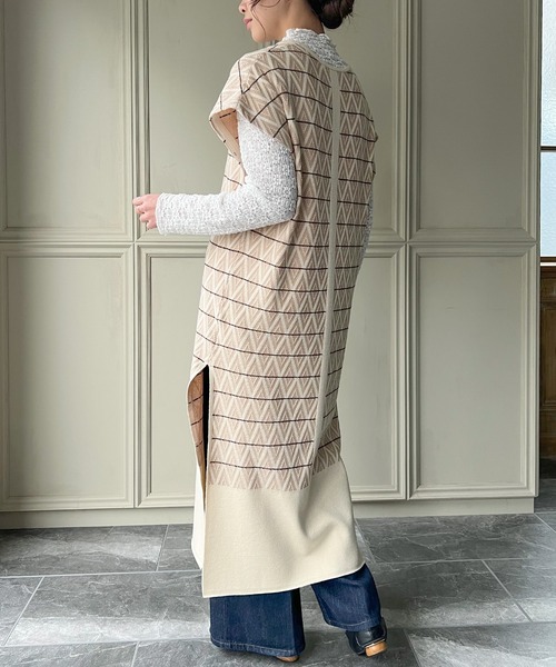 knit Jemade（ニットジェメイド）の「配色ジャガードニットベストワンピース（ワンピース・レディース・ブラック/ブラウン/クリーム・FREE）」の17枚目の写真