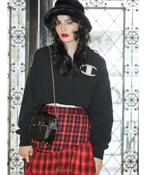 jouetie(ジュエティ)の「【Champion別注】ハーフZIPプルオーバー(スウェット・レディース・ブラック/ブラウン/グレー/ブルー・MEDIUM)」の15枚目の写真