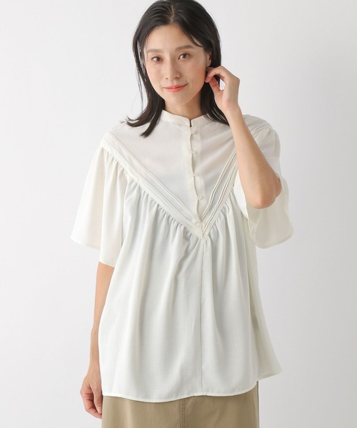 LEPSIM(レプシィム)の「Vネックヨークキリカエブラウス 345654(シャツ/ブラウス・レディース・ブラック/オフホワイト/オレンジ・FREE)」の1枚目の写真