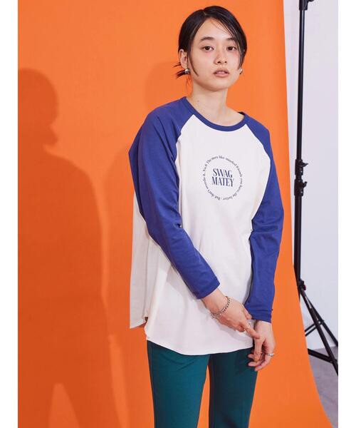 AMERICAN HOLIC（アメリカンホリック）の「ナンバーロゴラグランカットチュニック（Tシャツ/カットソー・レディース・チャコールグレー/ブルー/グリーン・M/L）」の8枚目の写真