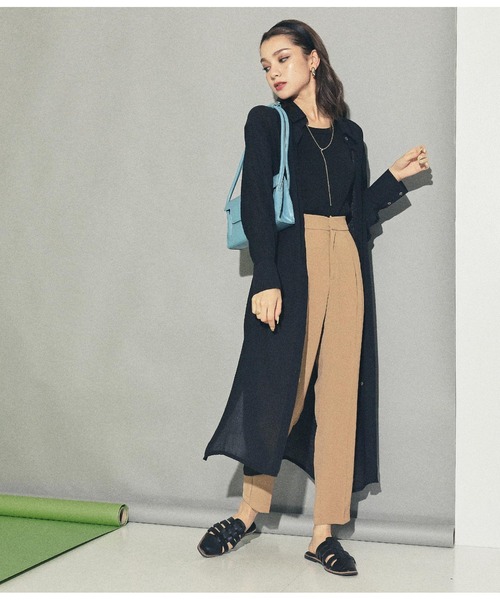 ANAP（アナップ）の「ウエストリボンロングシャツ（シャツ/ブラウス・レディース・ブラック/カーキ/アイボリー/キャメル・FREE）」の3枚目の写真