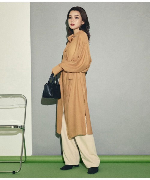 ANAP（アナップ）の「ウエストリボンロングシャツ（シャツ/ブラウス・レディース・ブラック/カーキ/アイボリー/キャメル・FREE）」の10枚目の写真