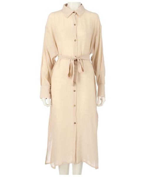 ANAP（アナップ）の「ウエストリボンロングシャツ（シャツ/ブラウス・レディース・ブラック/カーキ/アイボリー/キャメル・FREE）」の7枚目の写真