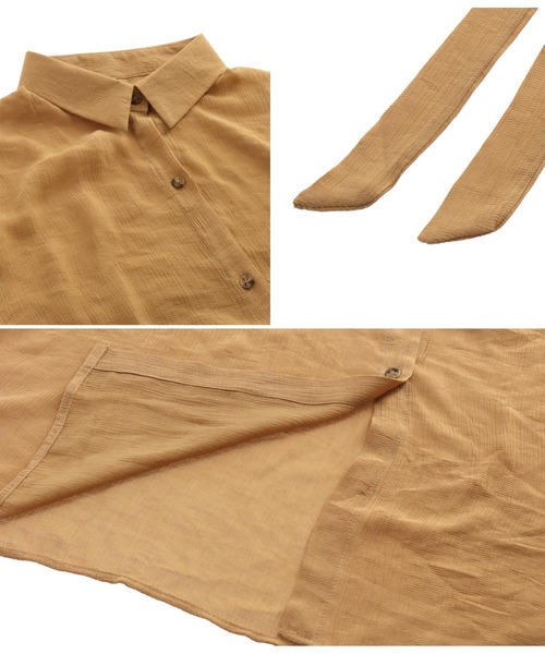 ANAP（アナップ）の「ウエストリボンロングシャツ（シャツ/ブラウス・レディース・ブラック/カーキ/アイボリー/キャメル・FREE）」の6枚目の写真