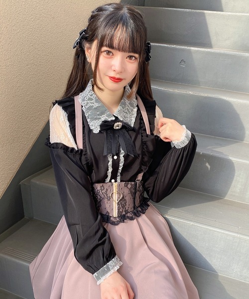 ROJITA(ロジータ)の「肩開きラッフルフリルブラウス(シャツ/ブラウス・レディース・ホワイト/ブラック/ピンク・FREE)」の2枚目の写真