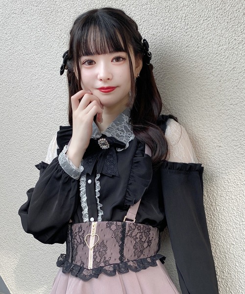 ROJITA(ロジータ)の「肩開きラッフルフリルブラウス(シャツ/ブラウス・レディース・ホワイト/ブラック/ピンク・FREE)」の6枚目の写真