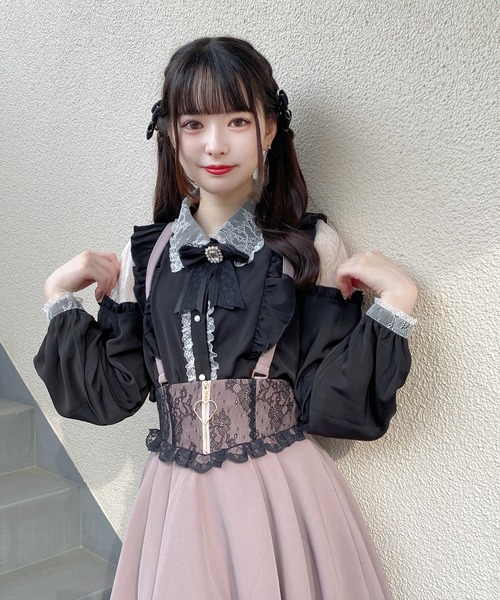 ROJITA(ロジータ)の「肩開きラッフルフリルブラウス(シャツ/ブラウス・レディース・ホワイト/ブラック/ピンク・FREE)」の7枚目の写真