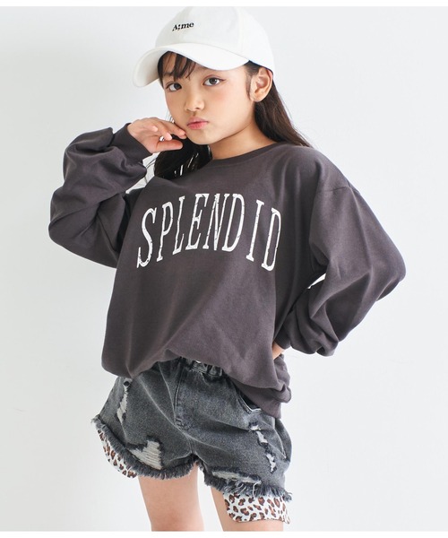 ANAP kids（アナップキッズ）の「かすれプリントミニ裏毛トレーナー（スウェット・キッズ・ライトグレー/スミクロ/ブラウン・130cm/110cm/120cm/100cm）」の2枚目の写真